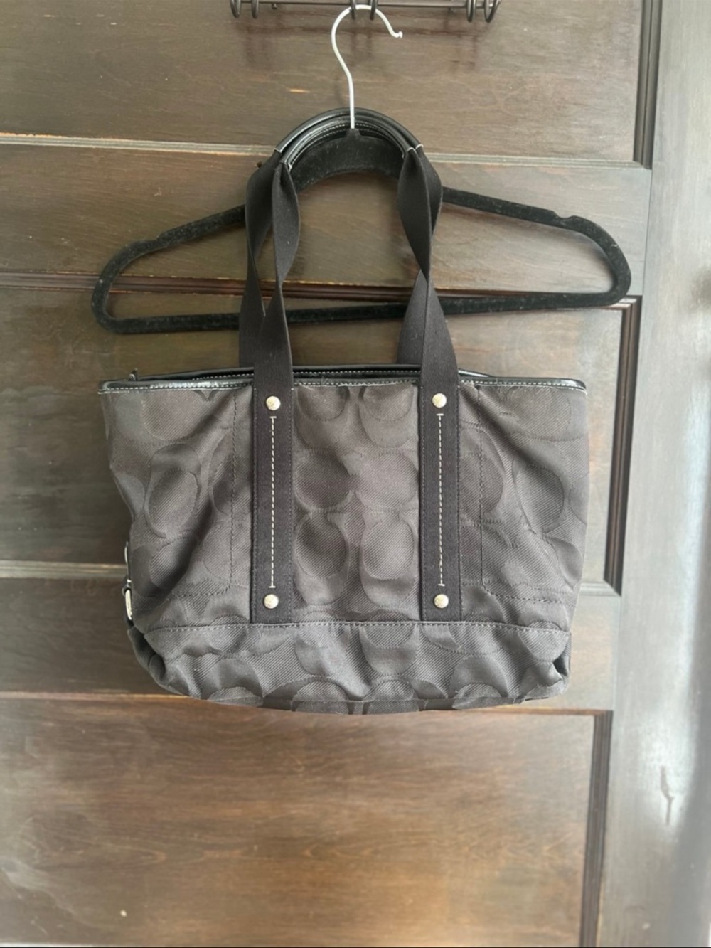Coach Black Signature Jacquard Tote